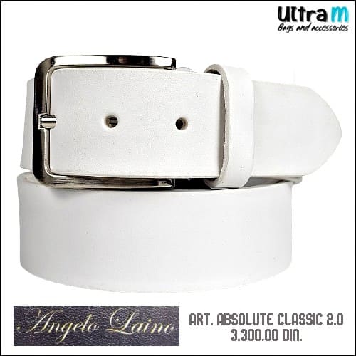 Kaiš Angelo Laino Art. Absolute Classic 2.0 Koža beli 40 mm