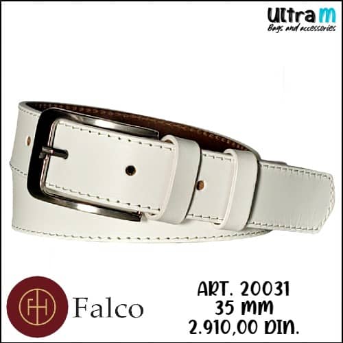 Kaiš Falco House Art. 20031 Koža beli 35 mm