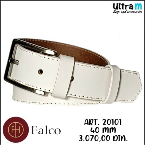 Kaiš Falco House Art. 20101 Koža beli 40 mm