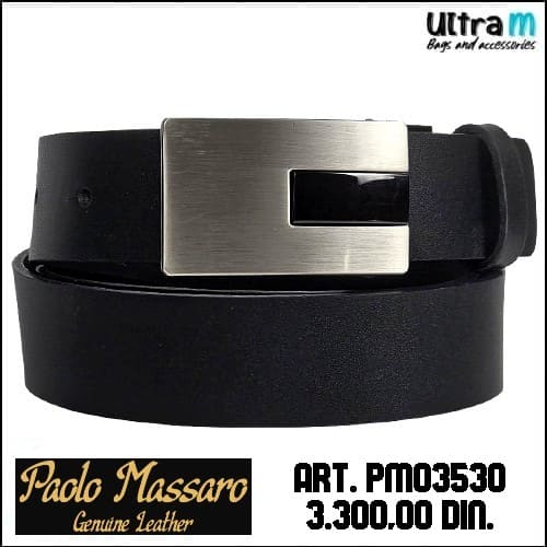 Kaiš Paolo Massaro Art. PM03530 Crni kožni