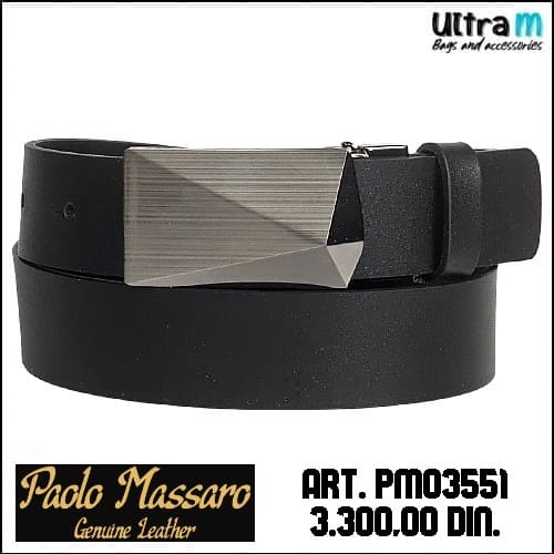 Kaiš Paolo Massaro Art. PM03551 Crni kožni