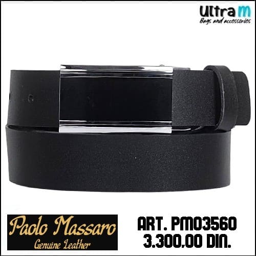 Kaiš Paolo Massaro Art. PM03560 Crni kožni