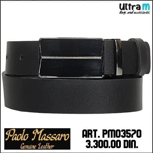 Kaiš Paolo Massaro Art. PM03570 Crni kožni