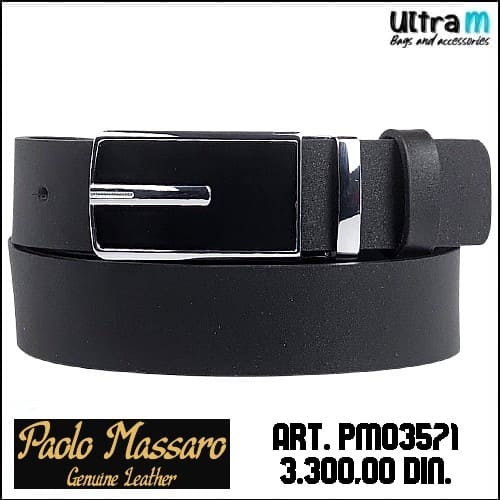 Kaiš Paolo Massaro Art. PM03571 Crni kožni