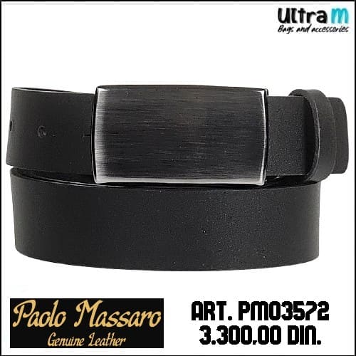 Kaiš Paolo Massaro Art. PM03572 Crni kožni