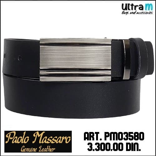 Kaiš Paolo Massaro Art. PM03580 Crni kožni