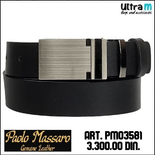Kaiš Paolo Massaro Art. PM03581 Crni kožni