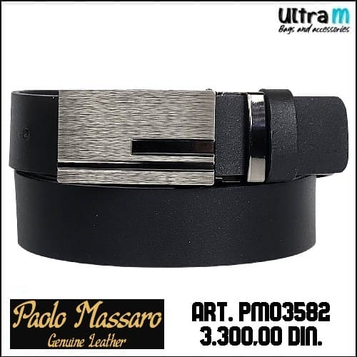 Kaiš Paolo Massaro Art. PM03582 Crni kožni
