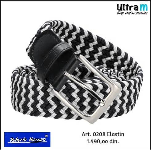 Kaiš Roberto Nazzaro 0208 Elastin crno-beli