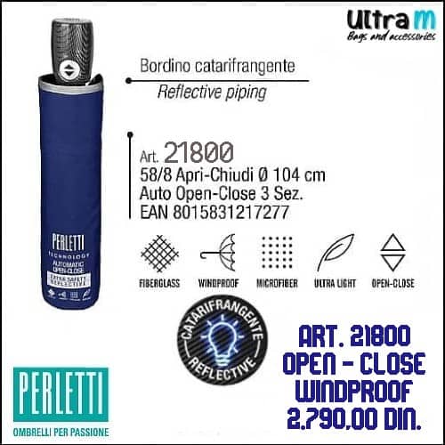 Kišobran Perletti Art. 21800 Open-Close Windproof Reflective