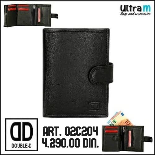 Muški novčanik Double-D Art. 02C204 RFID Koža crni