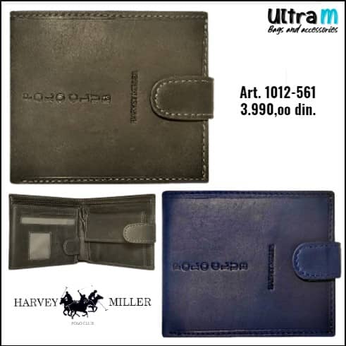 Muški novčanik Harvey Miller Polo Club Art. 1012-561 Crni i plavi
