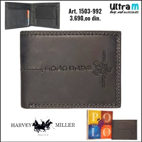 Muški novčanik Harvey Miller Polo Club Art. 1503-992 Nero