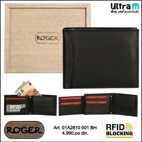 Muški novčanik Roger Art. 01A2810 001 BH Koža RFID crni