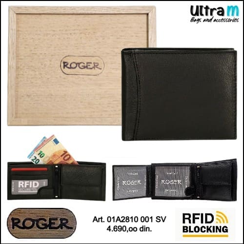 Muški novčanik Roger Art. 01A2810 001 SH Koža RFID crni