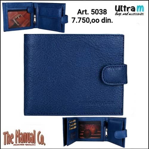 Muški novčanik The Manual Co Art. 5038 Teget sa kopčom