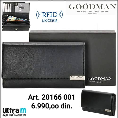 Zenski novčanik Goodman Art. 20166 001 Koža crni RFID