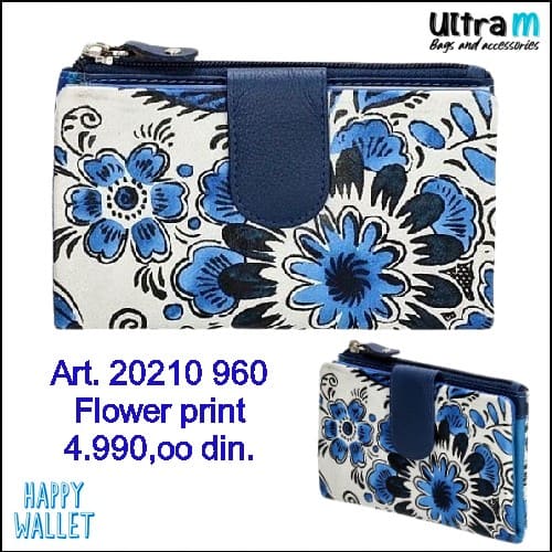 Zenski novčanik Happy Wallet Art. 20210 960 Flower blue print koža
