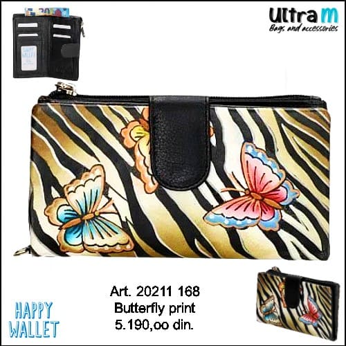 Zenski novčanik Happy Wallet Art. 20211 168 Butterfly print koža