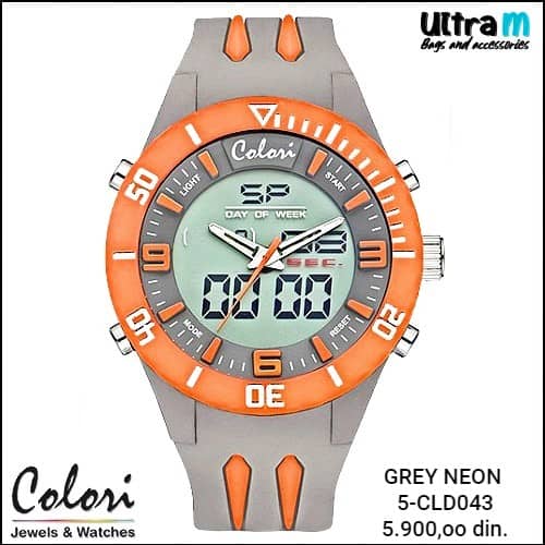 Muški ručni sat COLORI Art. Grey Neon Orange 5-CLD043