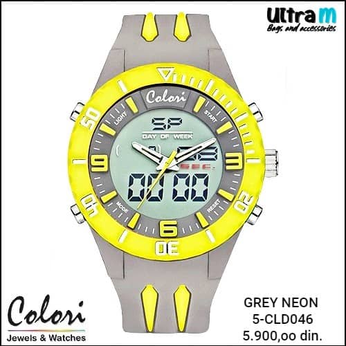 Muški ručni sat COLORI Art. Grey Neon Yellow 5-CLD046