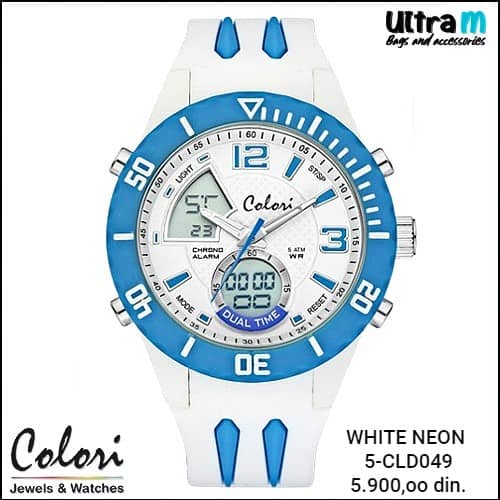 Muški ručni sat COLORI Art. White Neon Blue 5-CLD049