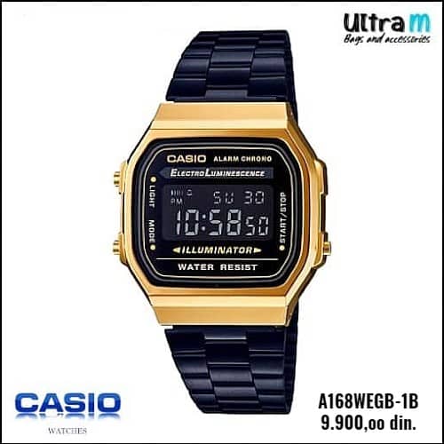 Muški ručni sat Casio Art. A168WEGB-1B Digitalni Vintage