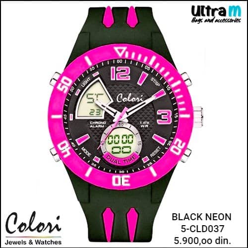 Zenski ručni sat COLORI Art. Black Neon Pink 5-CLD037