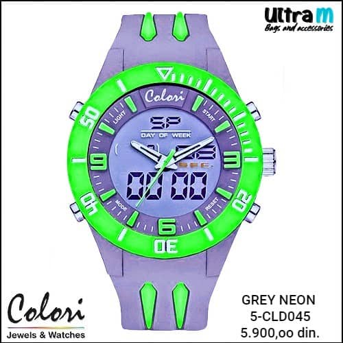 Zenski ručni sat COLORI Art. Grey Neon Green 5-CLD045