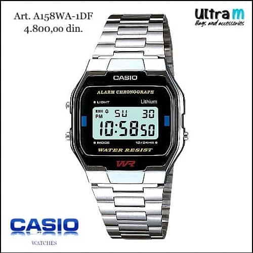 Zenski ručni sat Casio Art. A158WA-1DF Digitalni Vintage
