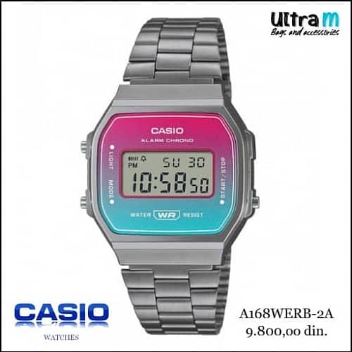 Zenski ručni sat Casio Art. A168WERB-2A Digitalni Vintage