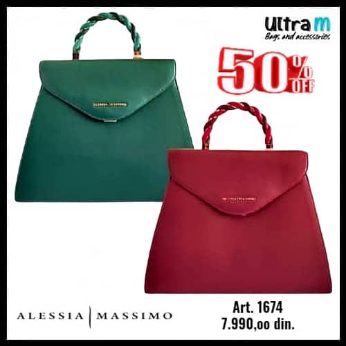 Zenska torba Alessia Massimo 1674 Burgundy-green