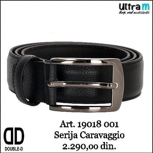 Kaiš Double-D Art. 19018 001 Caravaggio kožni crni 35 mm