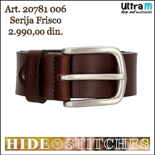 Kaiš Hide & Stitches Art. 20781 006 Frisco kožni braon 40 mm