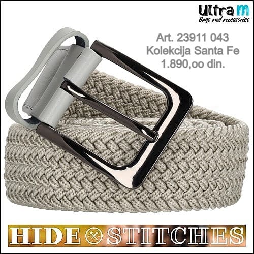 Kaiš Hide & Stitches Art. 23911 043 Santa Fe elastin i koža bež