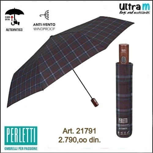 Kišobran Perletti Art. 21791 Muški Windproof Automatik braon