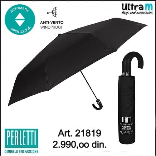 Kišobran Perletti Art. 21819 Windproof XL open-close muški crni