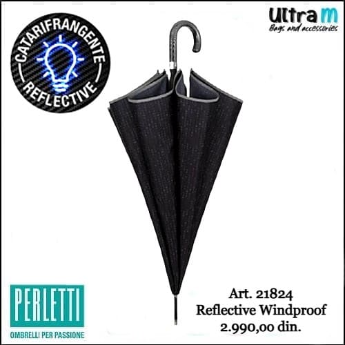 Kišobran Perletti Art. 21824 Muški štapni automatik windproof reflective