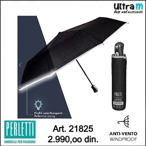 Kišobran Perletti Art. 21825 Windproof Reflective Open-Close