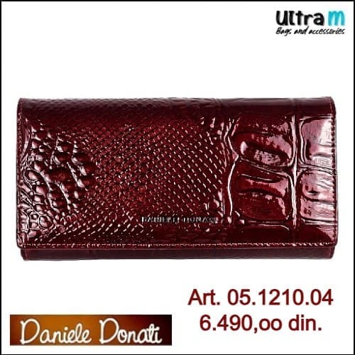 Zenski novčanik Daniele Donati Art. 05.1210.04 Bordo koža kroko lak