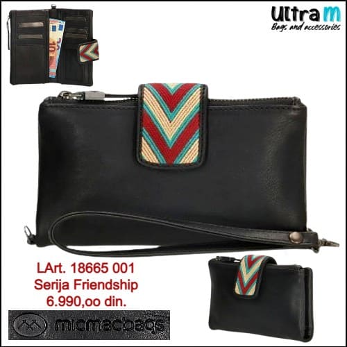 Zenski novčanik MICMACBAGS Art. 18665 001 Friendship crni koža