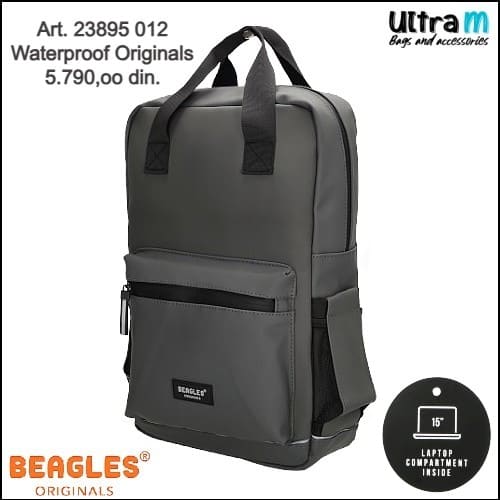 Ranac Beagles Originals Art. 23895 012 Waterproof originals laptop 15'' sivi