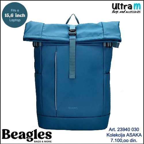 Ranac Beagles Originals Art. 23940 030 ASAKA Waterproof laptop 15.6'' texas plavi