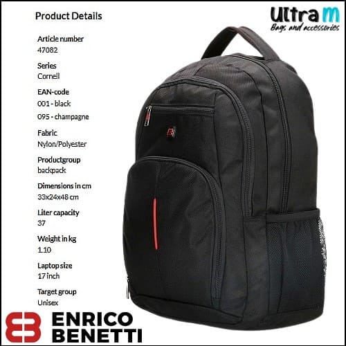 Ranac Enrico Benetti Art. 47082 001 Cornell laptop 17'' crni