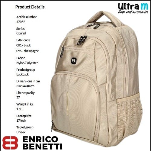 Ranac Enrico Benetti Art. 47082 095 Cornell laptop 17'' bež