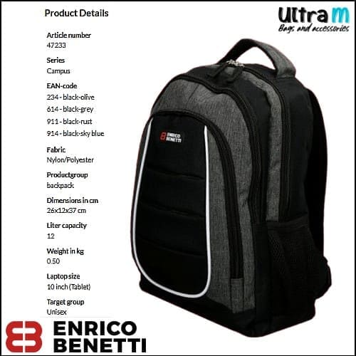 Ranac Enrico Benetti Art. 47233 614 Campus crno-sivi