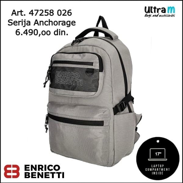 Ranac Enrico Benetti Art. 47258 026 Anchorage laptop 17'' svetlo sivi