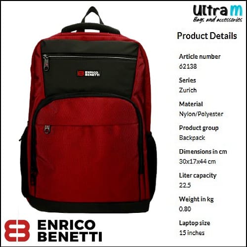 Ranac Enrico Benetti Art. 62138 017 Zurich laptop 15'' crveni