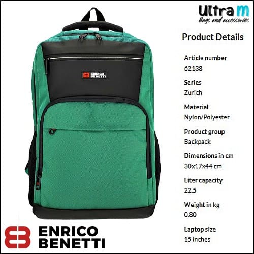 Ranac Enrico Benetti Art. 62138 023 Zurich laptop 15'' zeleni