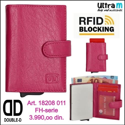 Creditcard case Double-D Art. 18208 011 FH-serie RFID koža pink